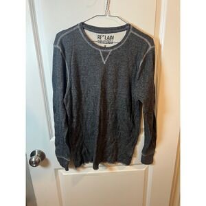 Reclaim Mens Thermal Shirt Waffle Knit Charcoal Gray Medium